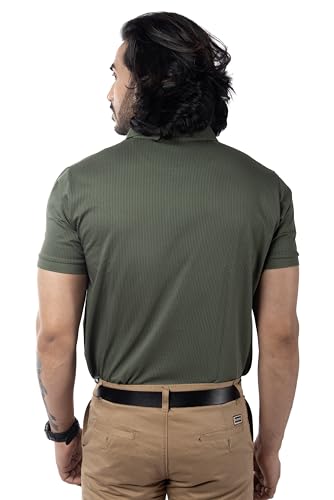 Image of Men's Polo T- Shirts Collar Neck Half Sleeves, Regular Fit, Cotton Mercerized Collection with All Over Vertical Printed Stripes /Comfortable and Soft