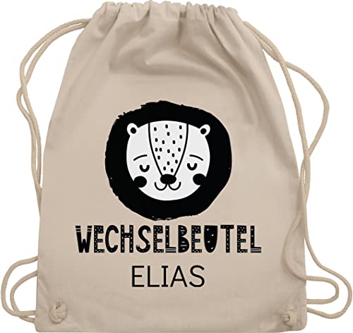 Turnbeutel Rucksack - Kita Beutel Wechselsachen Mädchen - Wechselbeutel Löwe - Unisize - Naturweiß - wäschebeutel für kindergarten kindergartenbeutel personalisierte name stoffrucksack