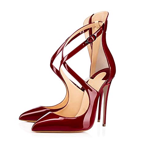 JITUUE Women's Pointed Toe Crisscross Strappy High Heels Stiletto Pumps Ladies Ankle Buckle Strap Party Wedding Dress Shoes2