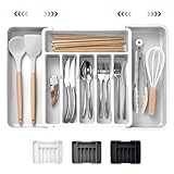 OSLIFE Organizador de Cubiertos para Cajon，Extensible Organizador de Utensilios de Cocina，8 Compartimentos Porta...