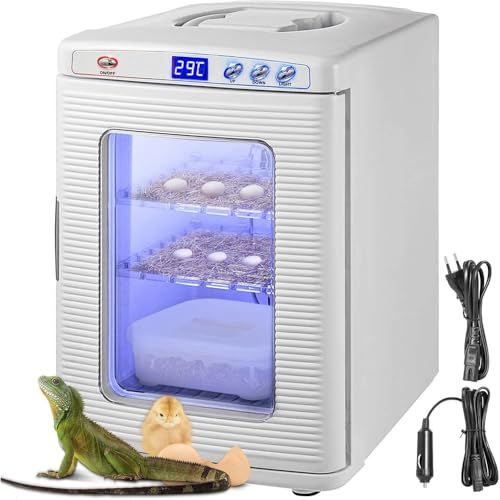 爬虫類インキュベーター 25L 自動孵卵器 30-40枚入卵OK 冷却・加熱 5〜60°調節 AC110V/DC12V 爬虫・両生類飼育ボックス 科学実験室用 子供教育用 家庭用 カメ/ヘビ/トカゲ/カメレオン/昆虫卵繁殖孵化用 ブラック (ホワイト)
