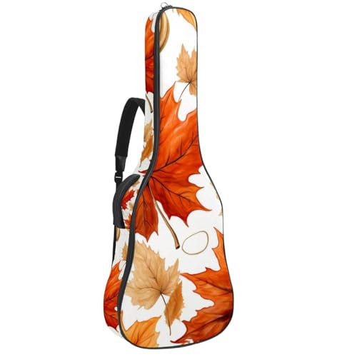 Sac guitare acoustique imperméable pour musiciens nomades avec motif feuilles d'automne