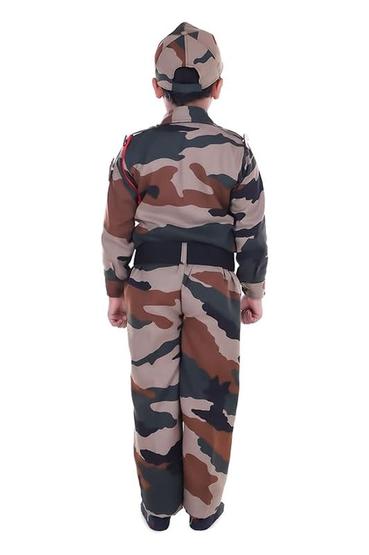 Image of Army Dress for Kids | Indian Military Soldier Fancy Dress Costume | Polyester Fabric | Army Uniform for Boys & Girls | School Fancy Dress, Role Play, Independence Day & Republic Day