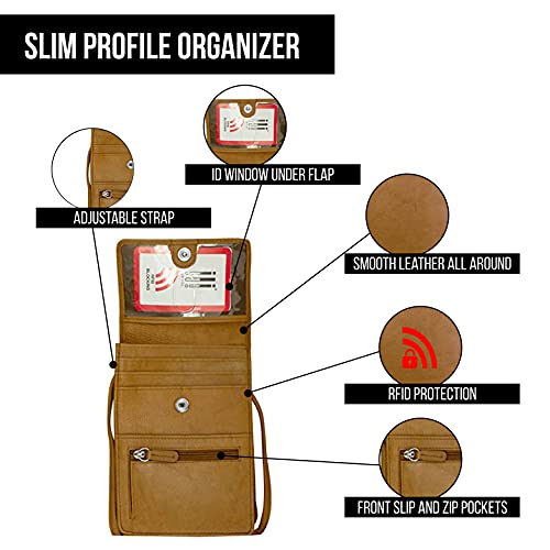 Image of ili New York 6827 Genuine Leather Crossbody Organizer with RFID Blocking Lining | Genuine Leather