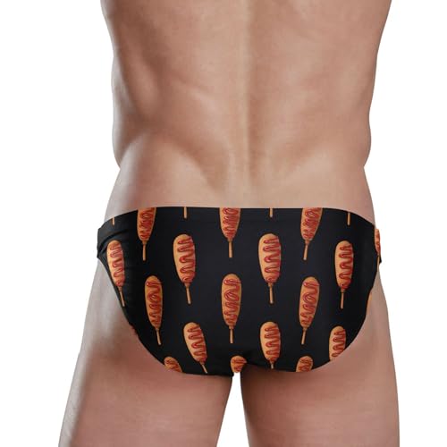 Corn Hot Dog Stick Swim Briefs for Men Swimsuit Bikini Swimwear S B04047323