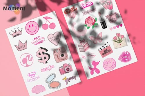 Image of 36Pcs Pink Aesthetic Vinyl Stickers - Pink Mood | Waterproof, Laminated, Reusable, Self-Adhesive Stickers for Laptop, Phone, Diary, Scrapbook, Journal, Gift Box, Aesthetic Room Decor