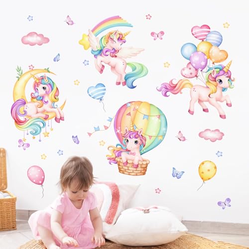 Vinilo decorativo unicornio arcoíris para pared miniatura 1