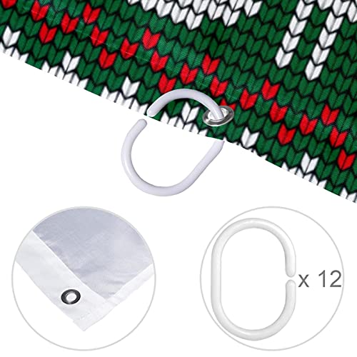Rideau de douche imperméable motif Noël vert en textile de qualité - 5