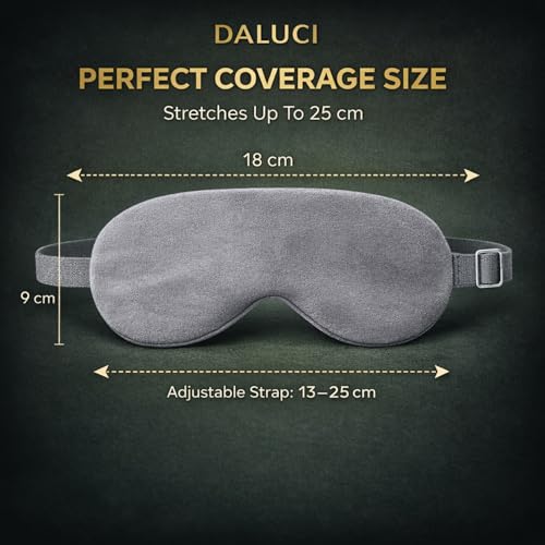 Image of DALUCI Silk Eye Mask for Sleeping - Super Soft Blackout Sleep Mask with Adjustable Strap | Comfortable Blindfold for Travel, Night, Nap | Eye Mask for Men & Women (Grey, One Size)