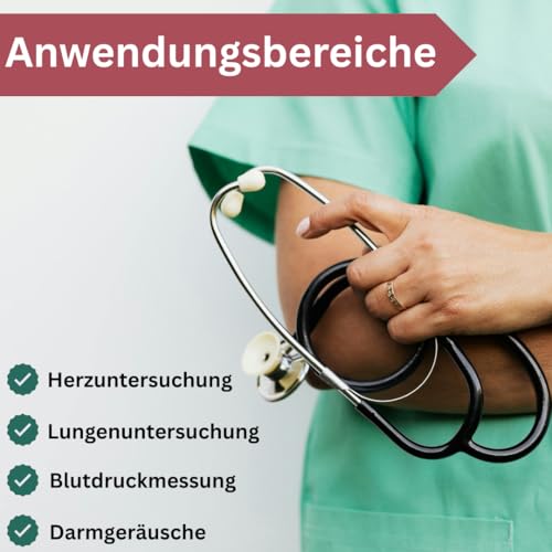 Aluminium-Stethoskop in schwarz mit flachem Einzel-Bruststück, ultraleicht. 1-Schlauch-Y-System, weiche Ohroliven. Ideal für Praxis, Klinik, Pflege, Freizeit, Fasching. Heinz Herenz