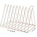 Rose Gold Metal Vinyl Record Holder,Vertical Record Player Holder,File Organizer for Desk,Desktop File Sorters,Paper Organizer and Record Holder Stand,Triangle Upright 9 Lattice Vinyl Rack Stand,1Pack