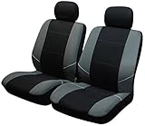 Nylon Sakura SS3633 - Juego de fundas para asientos delanteros de coche, color negro y gris, 2 Piezas