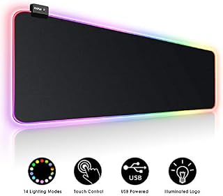 Large RGB Gaming Mouse Pad - 14 Light Modes Extended Computer Keyboard Mat