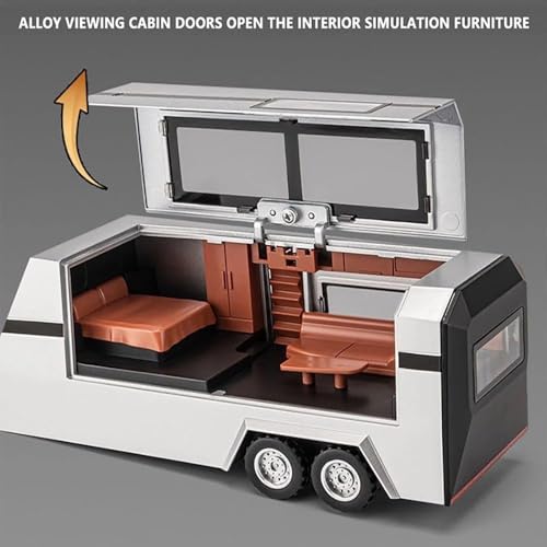 Image of WORSHIPER 1:32 Scale Die-Cast Tesla CyberTruck with Pick-Up Trailer with 6 Openable Doors Pull Back Action,Lights & Music Best Vehicle Gift for Kids?Pack of 1?