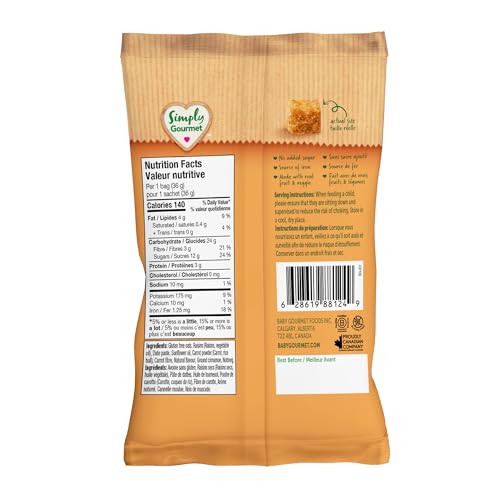 Simply Gourmet Mini Oat Bites, Carrot Cake, 13 x 36g | Toddler Snack | No Added Sugar | Source of Iron | Gluten-Free | Made in Canada
