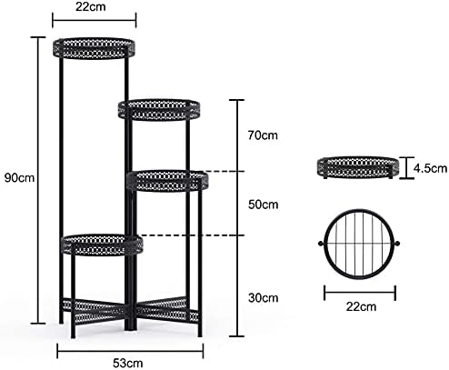 unho Tiered Metal Plant Stand, 4 Tier Plant Pot Holders Ladder Shelf Foldable Flower Stand Indoor Outdoor Plant Display Shelf for Home Garden Patio
