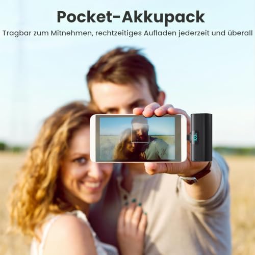 Mini Powerbank 5200mAh, Klein Power Bank USB C PD Externer Akku, Compact LCD Digitalanzeige Akkupack Kompatibel mit iPhone 15/16/17 Serie… – Ansicht 6