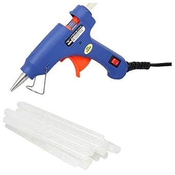 Wadro Plastic 20W Mini 7 mm Hot Melt Glue Gun with 10 Sticks (Blue)