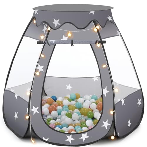 Baby Ball Pit for Toddler: Pop Up Princess Play Tent for Kids - Indoor Outdoor Baby Girl Toys Birthday Gifts - NO Balls (Black Tent)