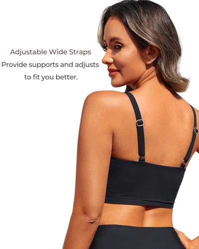 Aqua Eve Women's Sport Bra Swim Top - 2025 Crop Bikini Top Modest V Neck Bathing Suit3