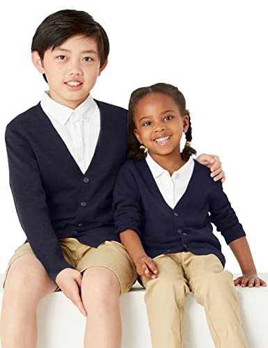Image of Amazon Essentials Unisex Kids and Toddlers' V-Neck Cotton Uniform Cardigan Sweaters, Pack of 2