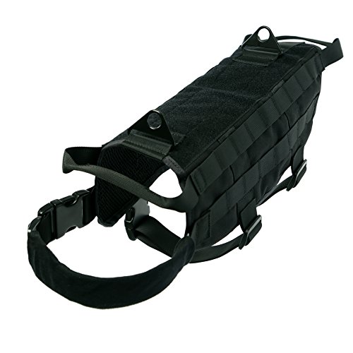 yisibo Arnés para Perros Chaleco de Entrenamiento Táctico Ajustable Chaleco MOLLE con Tirador para Perro Mediano Grande(Negro,Medio)
