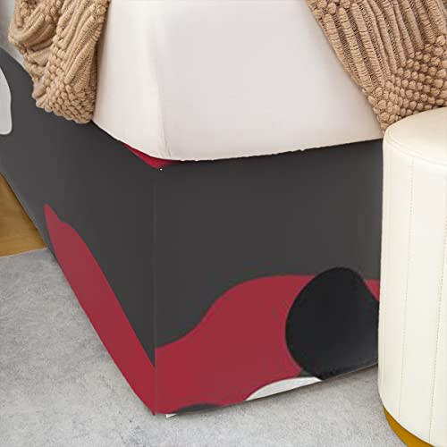 Kids Boys Camo Bed Skirts 15 Inch Drop, Army Camouflage Bed Skirt For Teens Youth Adult, Black White Militarily Bedskirt King Size, Abstract Art Colorful Bedding Set 3Pcs With 2 Pillowcases, Red #TOP4