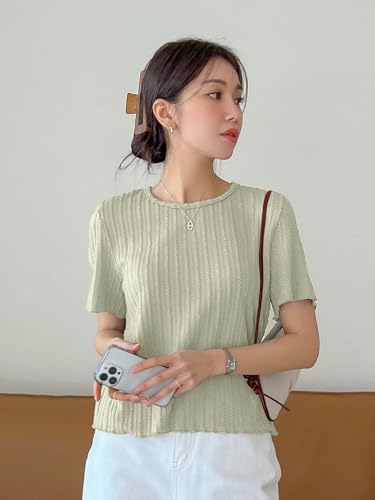 Image of GRECIILOOKS Women's Poly Cotton Regular Fit Crop Top, Loose Fit Oversized Shirts & Stylish Korean Tank Tops for Summer Wear (Available in Plus Size)