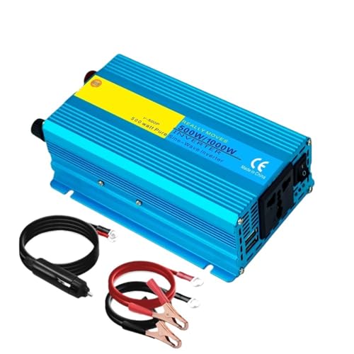 Pure Sine Wave 1000W 12V 230V DC TO AC 50HZ 60HZ Peak Power Transformer Protable Solar Car Inverter UN EU Socket(12V-220V-60hz-UN)