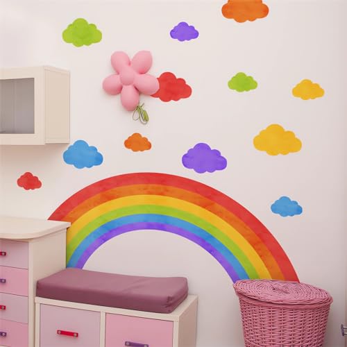 Sticker de pared arcoíris y nubes coloridas de vinilo miniatura 2