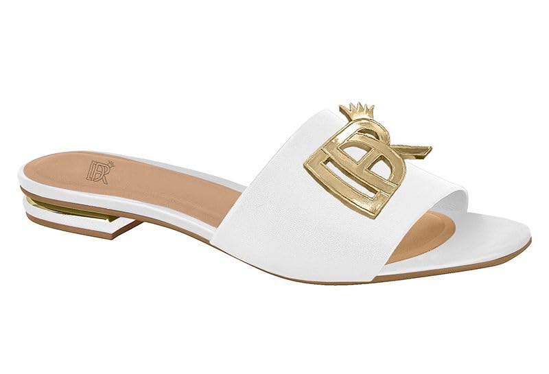 Didiray Designer Slide Sandals, Luxury Metal Logo, Casual Comfort Flats, Available in Brown, Black, White