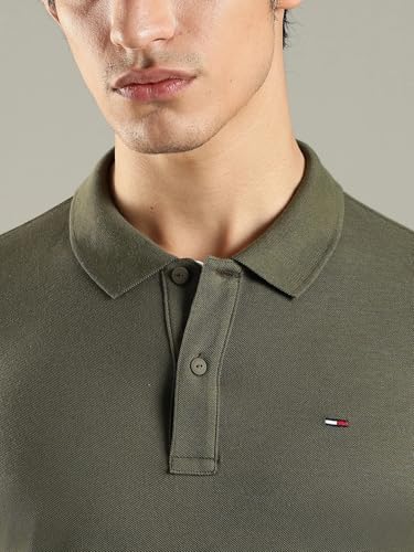 Image of Solid Slim Fit Cotton Polo T-Shirt