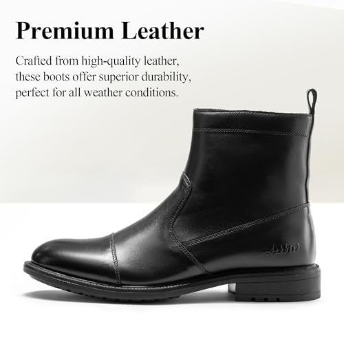 Arkbird Mens Chelsea Dress Boots with Side Zipper, Genuine Leather Classic Fashion Slip-on Ankle Dress Boots for Men3