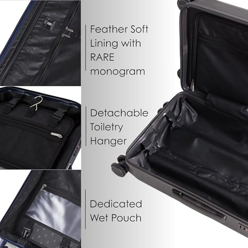 Image of Rare Tony Cabin Size Dark Grey Hard Trolley Bag Polycarbonate Antiscratch Travel Suitcase with 8 Silent Wheels and a Sturdy TSA Lock - Luggage for Men & Women