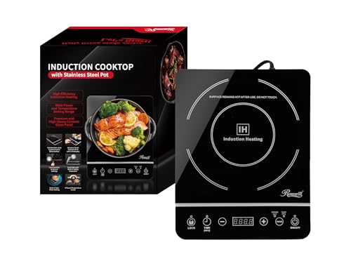 Image of Rosewill RHAI-13001 1800W Induction Cooker Cooktop with Stainless Steel Pot, Black