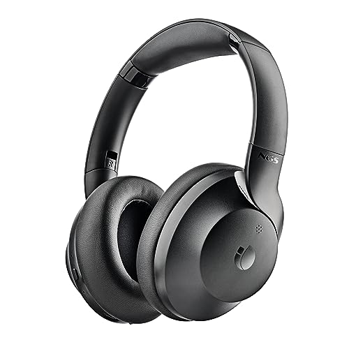 NGS Artica Shake - Auriculares con Cancelación de Ruidos (ANC) de Diadema Inalámbricos, Compatibles con la Tecnología Bluetooth, Orejeras Giratorias, Micrófono Integrado, Negro