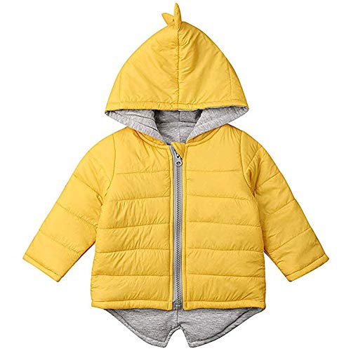 Lovesurfing Toddler Baby Boy GirlHoodies Outwear 3D Dinosaur Winter Long Sleeve Warm Hooded Jacket Coat with Zipper (Yellow, 1-2 Years)