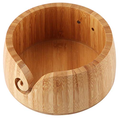 Tigela de fios, Tigela de confecção de malhas de armazenamento de artesanato em madeira com suporte