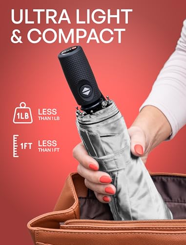 Image of Repel Windproof Travel Umbrella - Compact & Withstands Winds up to 100MPH, Strongest Premium Auto Folding Umbrella for Rain and Sun - Durable, Light & Portable for Women & Men, Fits Backpack & Cars
