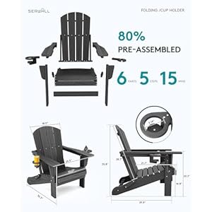 SERWALL Foldable Adirondack Chair Set of 6, HDPE Adirondack Chair with Wood-Texture-Gray SERWALL Foldable Adirondack Chair Set of 6 HDPE Adirondack Chair with Wood Texture Gray