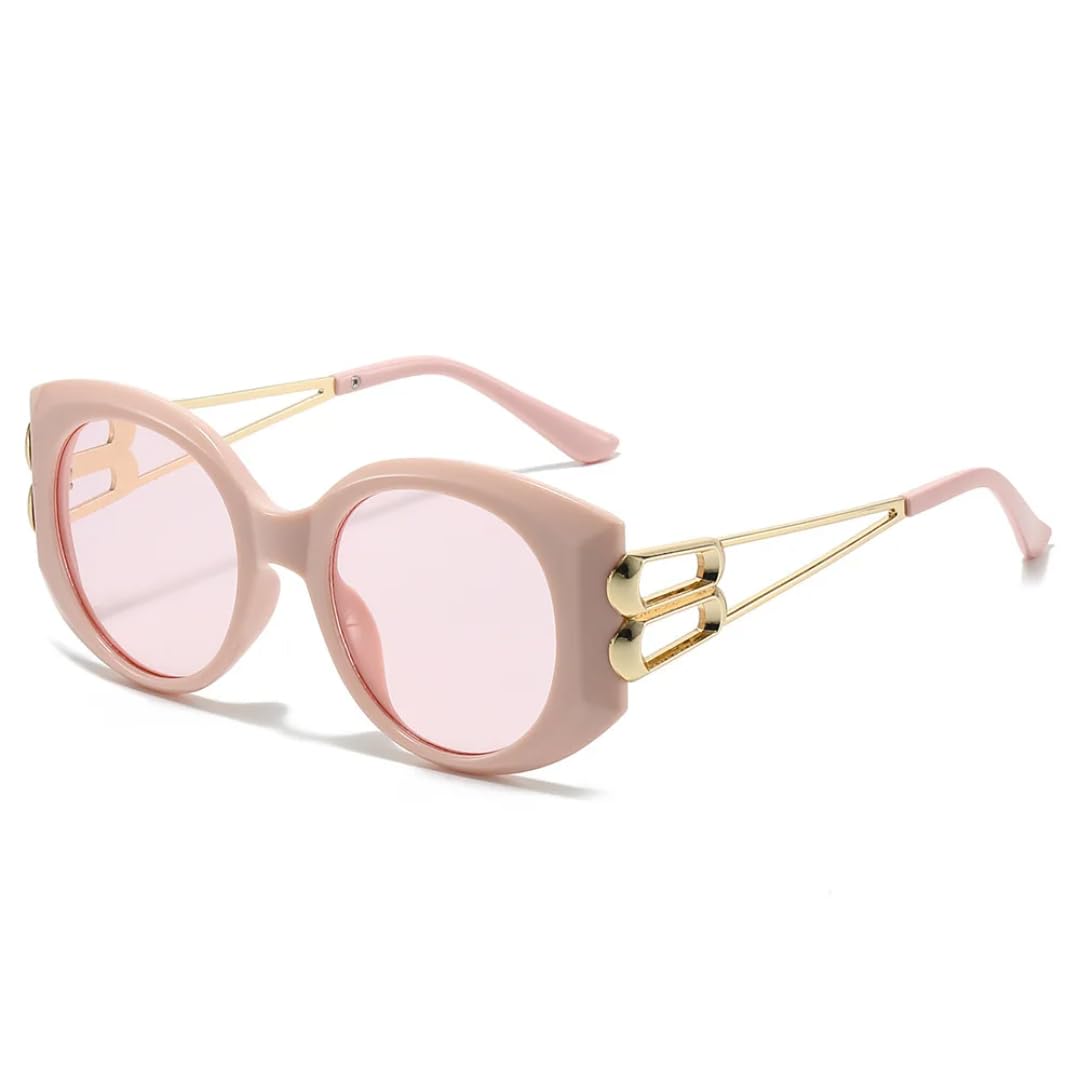 Occhiali da sole da donna ovali con montatura grande retrò, di lusso, colorati, con doppio ponte, alla moda, da uomo, UV400