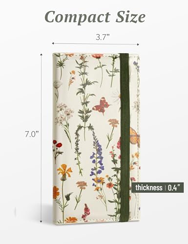 Image of Yarnic Checkbook Cover for Personal Checkbook Holder with Pen Holder & Built-in Clear Plastic Divider for Duplicate Checks (Floral Butterfly)
