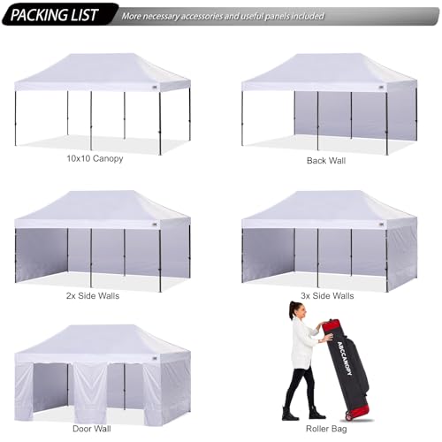 Image of ABCCANOPY Heavy Duty Easy Pop up Canopy Tent with Sidewalls 10x20, White