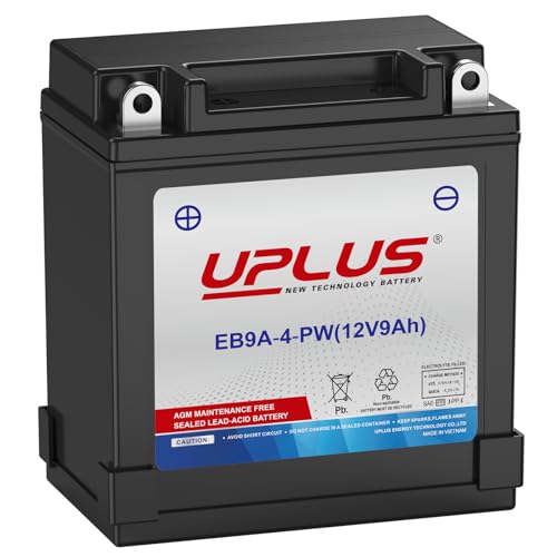 Image of YB9A-A ATV Battery, 12N9-4B-1 UPLUS AGM Motorcycle Snowmobile Batteries EB9A-4-PW 12 Volt 9 AH, Rechargeable Maintenance Free SLA