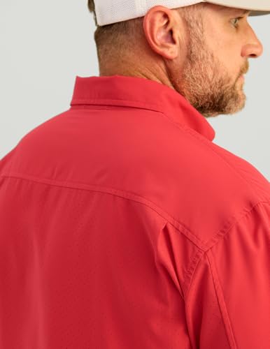 Image of HUK Men's Tide Point Kc Scott Original Artwork Short Sleeve Shirt, Fishing Button Down