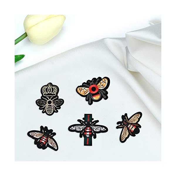PGMJ 24 Pieces Cute Insect Patches Applique Sew Iron on Embroidered Sewing Iron on Bees Patches Sewing Patch Bags Jackets Jeans Clothes Caps - Image 7