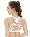 Queenie Ke Women's Medium Support Strappy Back Energy Sport Bra Cotton Feel Size XL Color Angle White