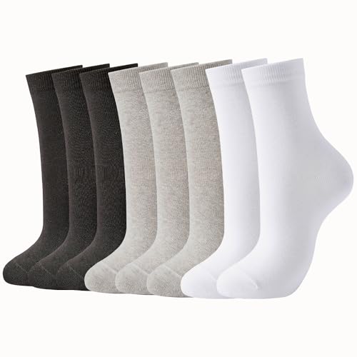 Image of J-BOX Crew Socks for Women Casual Cotton Socks Soft Breathable Dress Socks 10 Pairs