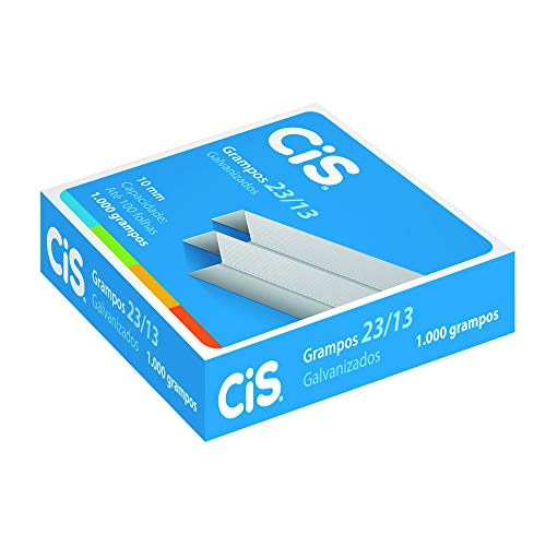 Grampo 23/13 Galvanizado para 120 folhas, 181.1100, Caixa com 1000 grampos, CIS