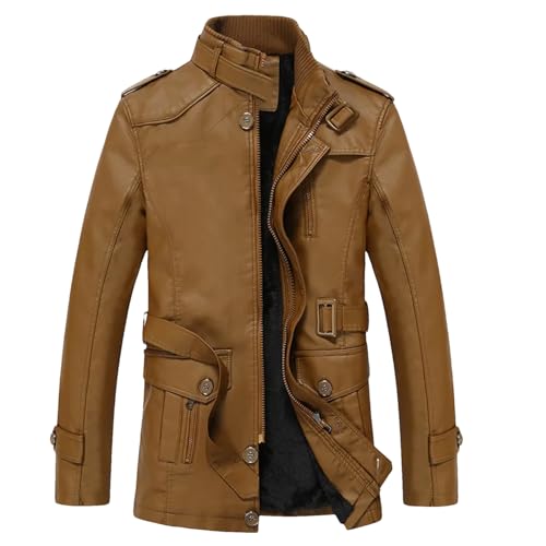 Manteaux en cuir vestes en cuir polaire longues pour homme contre le froid